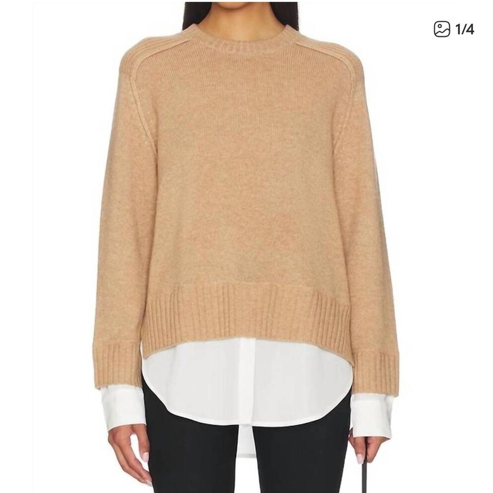 c by bloomingdale's cashmere layered womens sweater caramel